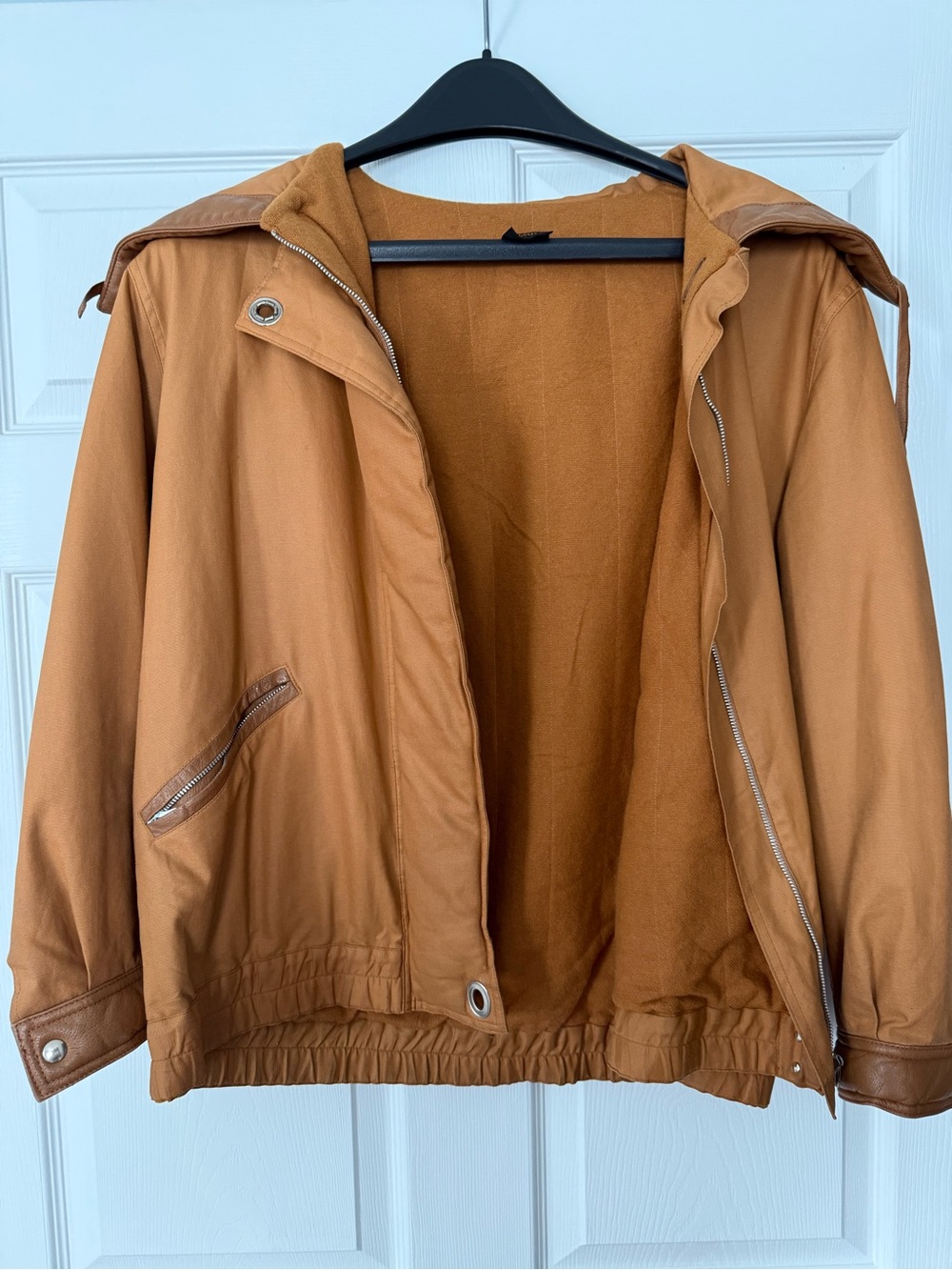 Trussardi Hooded Bomber Jacket in Caramel